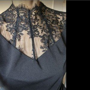 Black Gothic Shirt, Size S, Lace, Stretch.